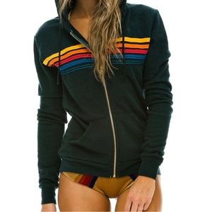 Aviator nation dark blue zip hoodie small